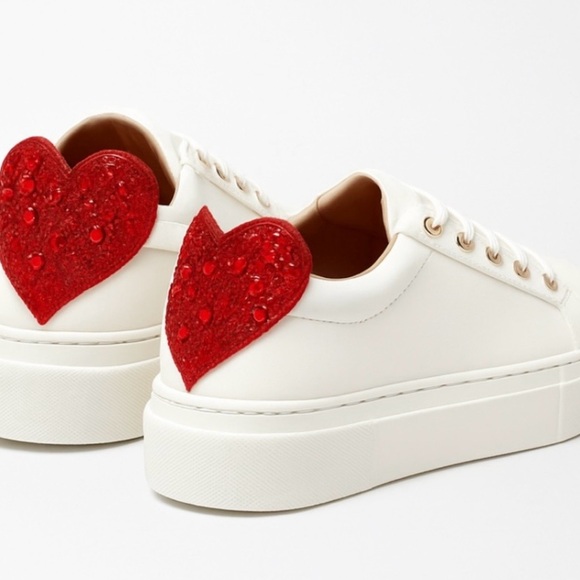 NEW Betsey Johnson White Sneakers with Red Heart - Picture 1 of 8